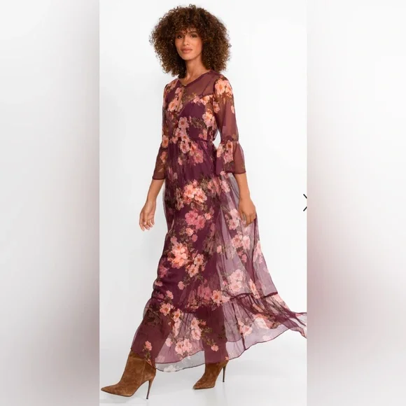 JOHNNY WAS WINONNA SILK MAXI DRESS - Picture 1 of 8